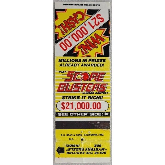 Matchbook Cover Score Buster Number Contest Mystery Puzzle Ad Kansas City MO - Picture 2 of 4